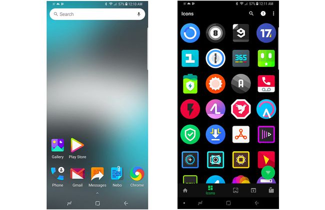 Capturi de ecran ale pachetului de pictograme Minty pentru Android.