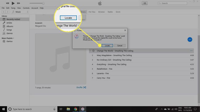 iTunes mit hervorgehobener Suchen-Schaltfläche