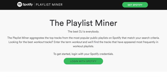 Zrzut ekranu narzędzia The Playlist Miner na PlaylistMachinery.com.