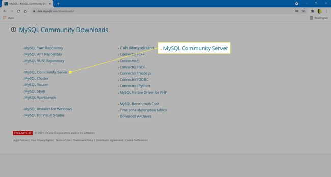 Das Element " MySQL Community Server".