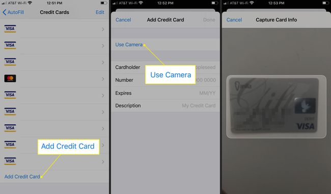 Agregar una tarjeta de crédito con la cámara del iPhone