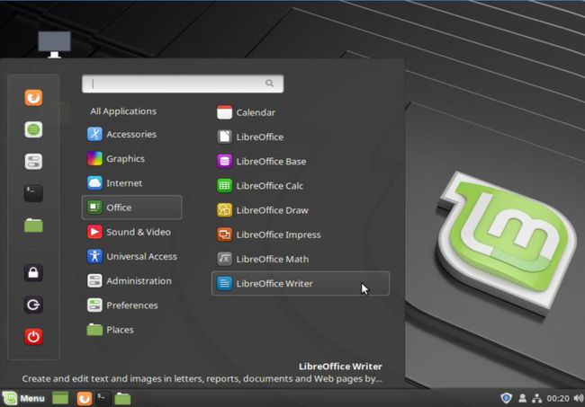 Das Hauptmenü des Linux Mint Desktops