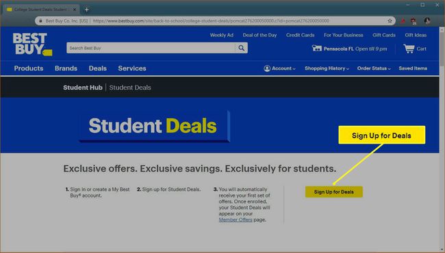 Strona docelowa Best Buy Student Deals