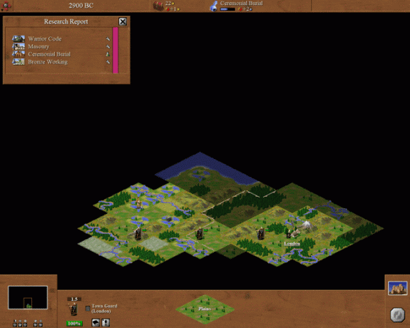 Κάτοψη ενός φυσικού τοπίου από ένα βιντεοπαιχνίδι.