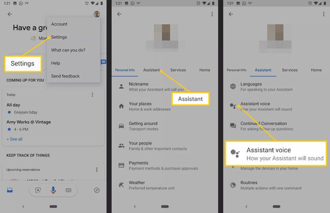 Butoanele vocale Setări, Asistent și Asistent pe Android