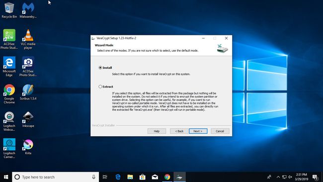 VeraCrypt-ის ინსტალაცია Windows 10-ზე