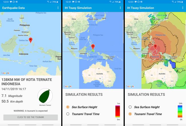 Screenshoty z aplikace IH Tsunami.