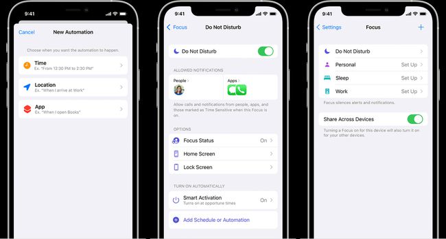 Ekrano kopijos iš Focus programos iPhone.
