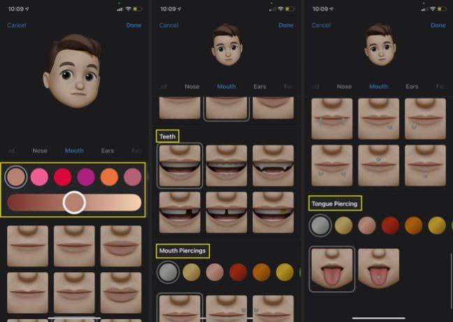 Opções de boca para Memoji