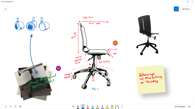 Microsoft Whiteboard-App zum Aufnehmen von Notizen.