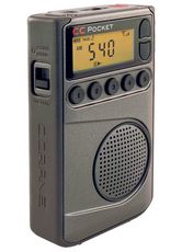 C. Crane CC Pocket AM, FM, vremenski radio NOAA in opozorilo z uro in časovnikom za izklop