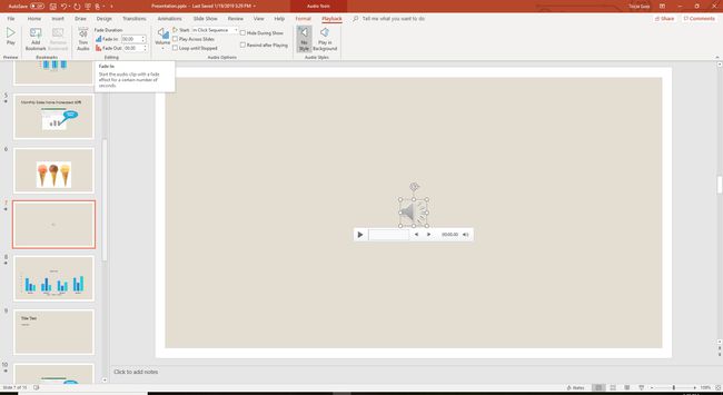 Screenshot van Fade In en Fade Out in PowerPoint