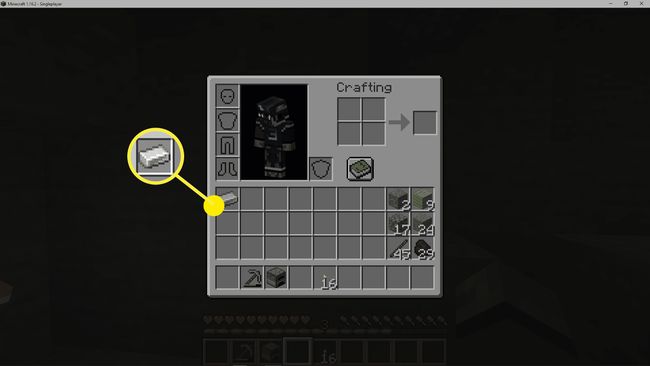 Екранна снимка на една желязна руда в Minecraftt.