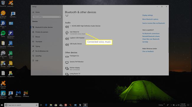 Windows 10'daki bluetooth cihazlarının listesi