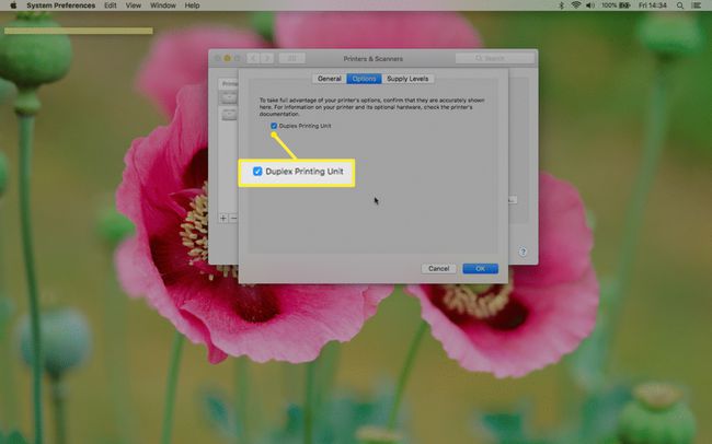 Опција Дуплек Принтинг Унит у подешавањима штампања за Мац