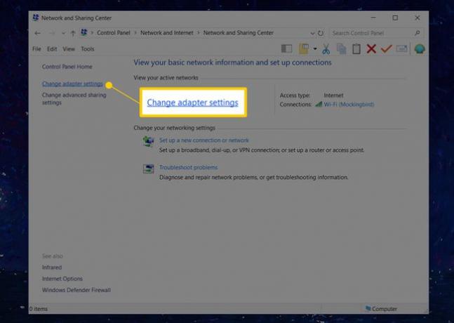 Ağ ve Paylaşım Merkezi'nde bağdaştırıcı ayarları bağlantısını değiştirin