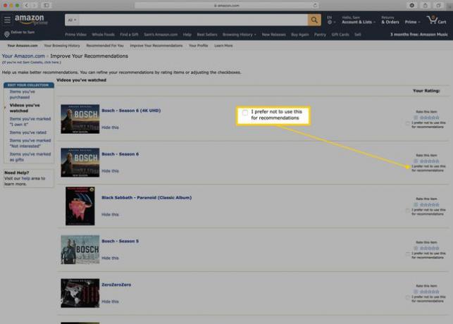 ประวัติการรับชมวิดีโอ Amazon Prime ไม่ได้ใช้สำหรับคำแนะนำ
