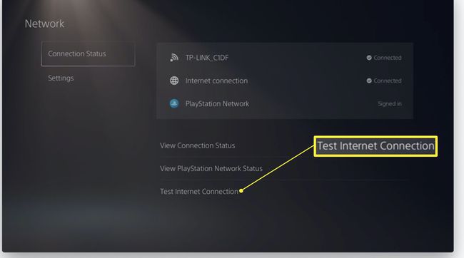 PlayStation 5 με επισήμανση Test Connection Internet