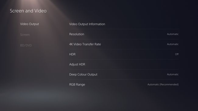 Επιλογές οθόνης και βίντεο στο μενού ρυθμίσεων του PS5