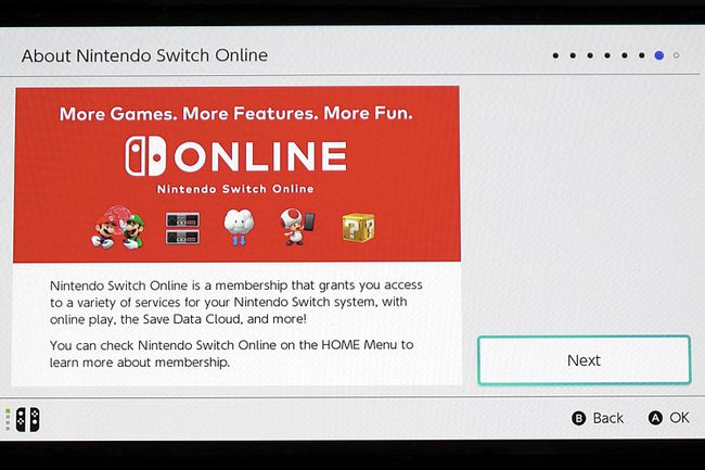 Nintendo Switch OLED 설정 Nintendo Switch Online 정보 화면.