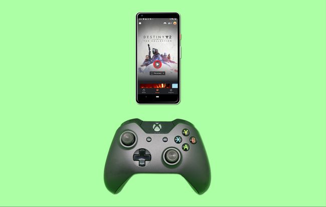 O Google Stadia era reproduzido em um smartphone Pixel com um controlador do Xbox One.
