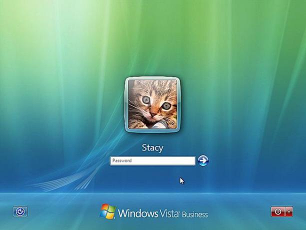 Windows Vista Güvenli Mod için oturum açma ekranının ekran görüntüsü