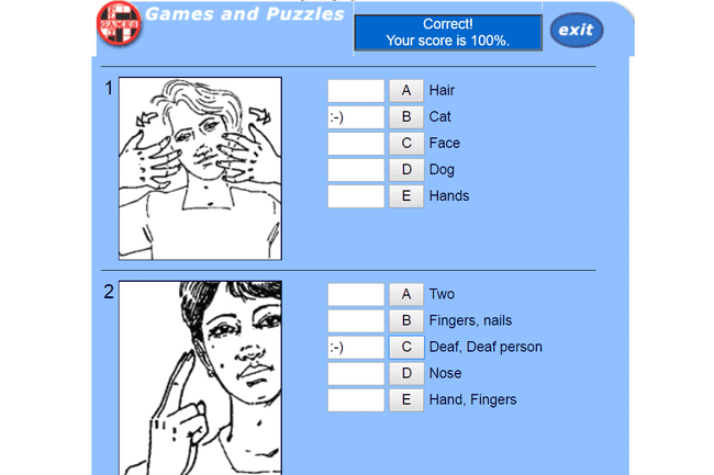 Juego de lenguaje de señas para sordos