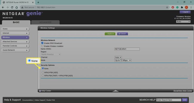 Ninguno en la configuración de Netgear