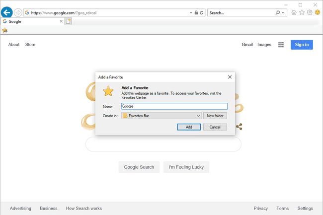 Agregar un cuadro de favoritos en Internet Explorer