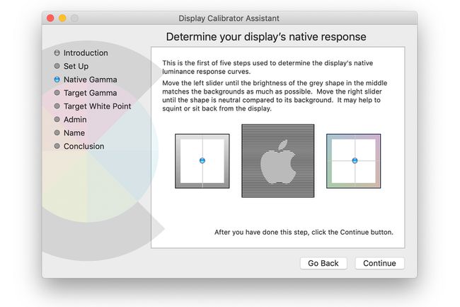 Mac पर डिस्प्ले कैलिब्रेटर में नेटिव गामा स्क्रीन
