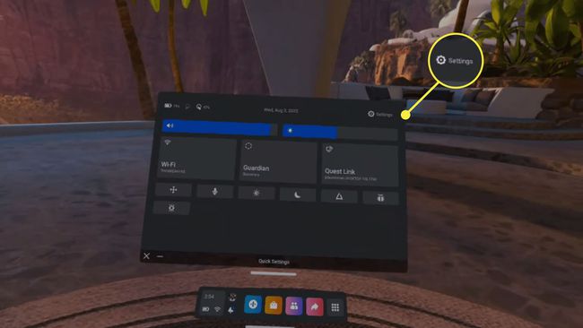 Postavke istaknute u Quick Settings za Quest 2.