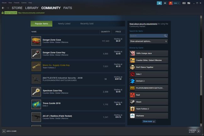 Steami kogukonna turg.