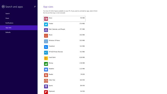 Seznam aplikací ve Windows 8