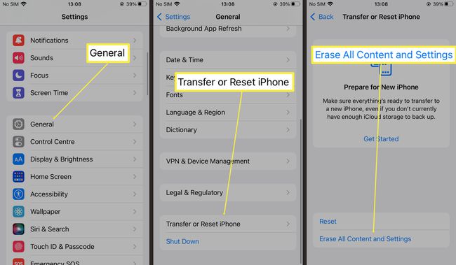 Etapas necessárias para apagar todo o conteúdo e configurações do iPhone