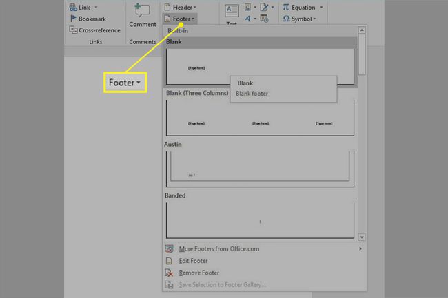 Kop- en voettekstopties in Word 2016