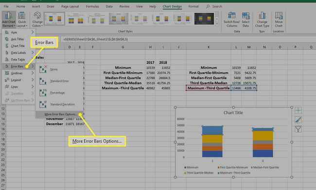 Weitere Optionen für Fehlerbalken in Excel