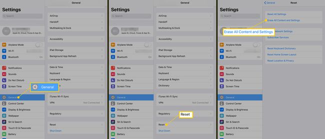 Обришите сва подешавања и садржај на иПад-у