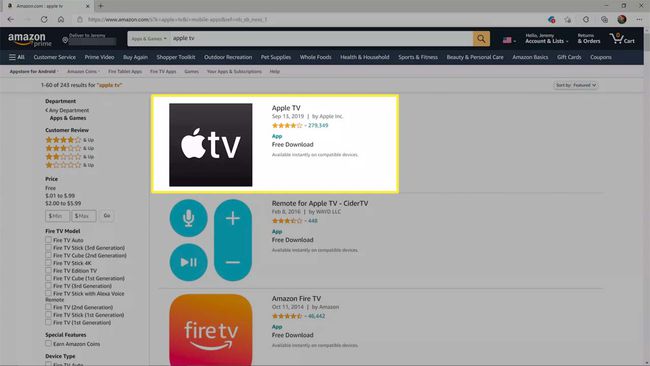 Apple TV เน้นที่ App Store ของ Amazon