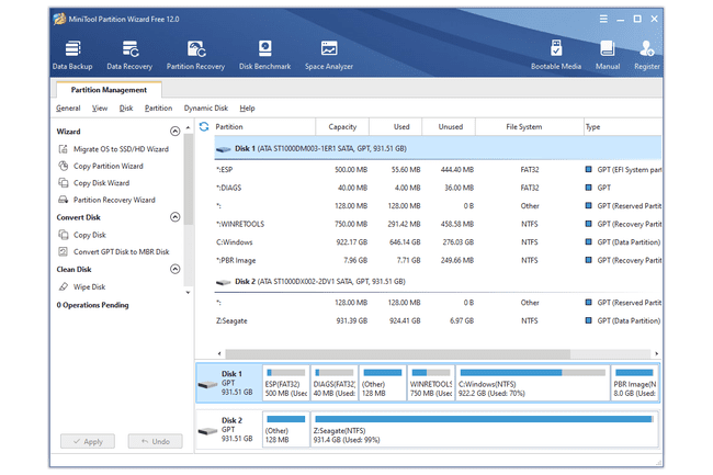 „MiniTool Partition Wizard“ nemokama 12.0 versija