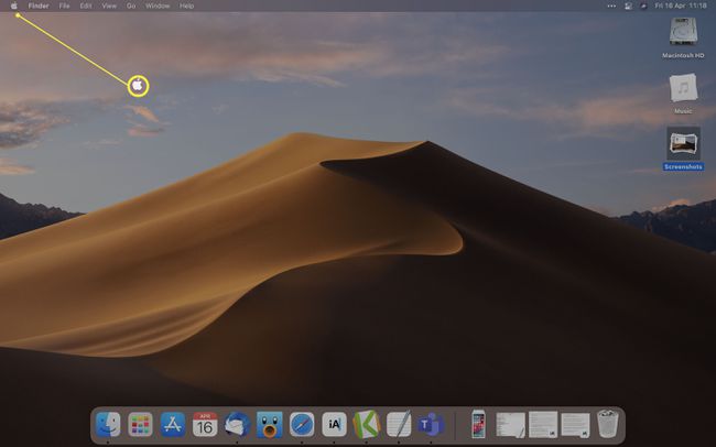 MacOS-Desktop mit hervorgehobenem Apple-Symbol