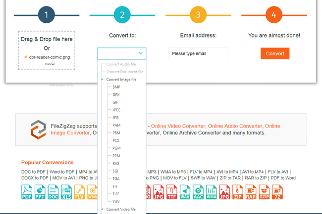 Hoe een PNG-bestand online te converteren met FileZigZag