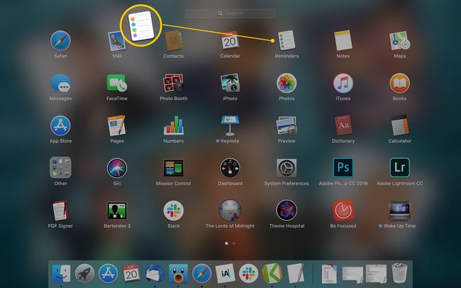Mac Launchpad يعرض التذكيرات