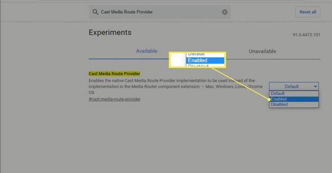 कास्ट मीडिया रूट प्रदाता क्रोम फ्लैग सक्षम है