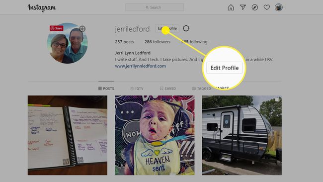 Instagram'da Profili Düzenle seçeneği.