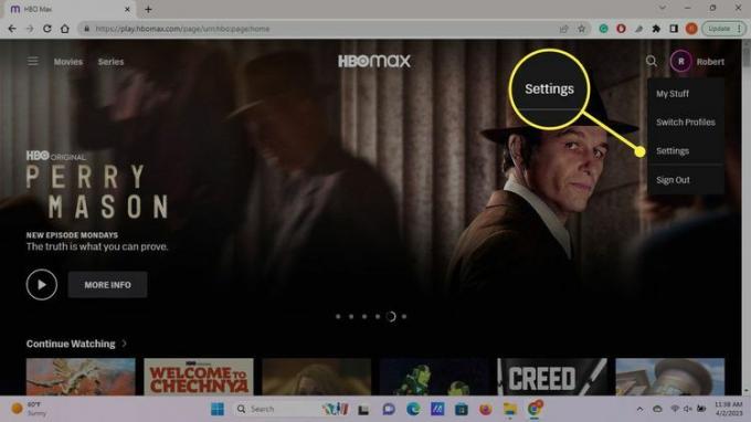 Google Chrome の HBO Max で強調表示された設定。