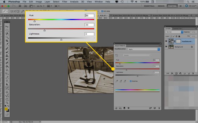 Drsniki za prilagoditev odtenka, nasičenosti in svetlosti v Photoshopu