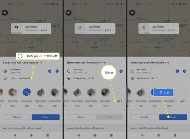 Până când dezactivați această opțiune, Mai multe și Partajați în Google Maps pentru Android