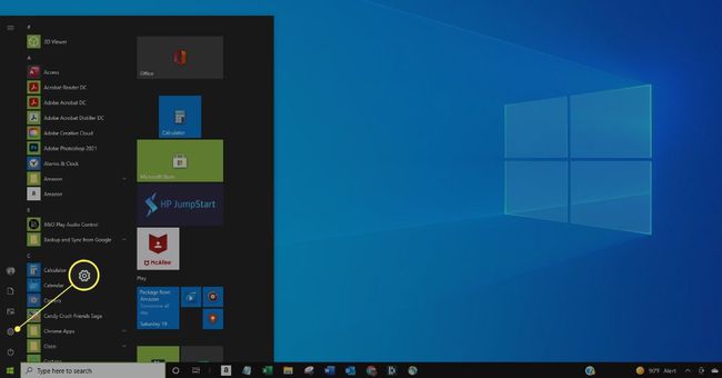 Windows 10 Başlat menüsündeki ayarlar