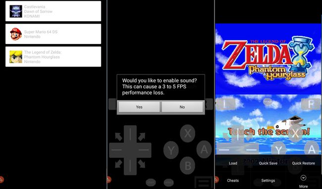 Zelda: Phantom Hour Glass běžící na emulátoru EmuBox DS pro Android