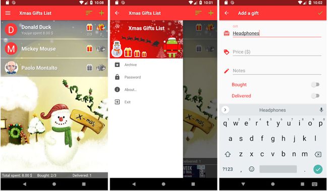 Weihnachtsgeschenkliste-App für Android